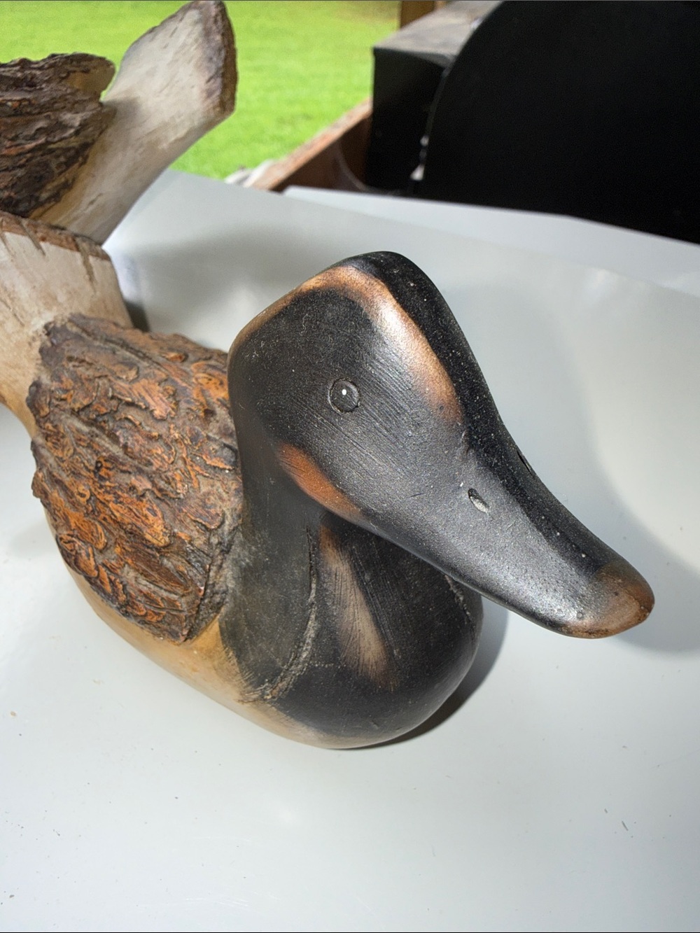 Handcrafted Wooden Duck Pair - SmallBrown and Black Decorative Home Art - Picture 3 of 9